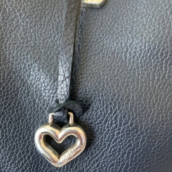 NWOT Brighton Raven Soft Satchel Pebbled Leather Crossbody Bag Heart Charm - Picture 14 of 16